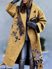 Fashion Print Lapel Long Sleeve Coat
