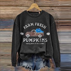 Women's Farm Fresh Print Casual Long Sleeve Sweatshirt