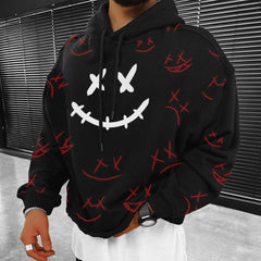 Halloween Casual Smiley Print Hoodie