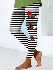 Halloween Striped Print Women's Leggings