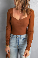 Women's Ribbed Knit Slim-fit Long Sleeve Top