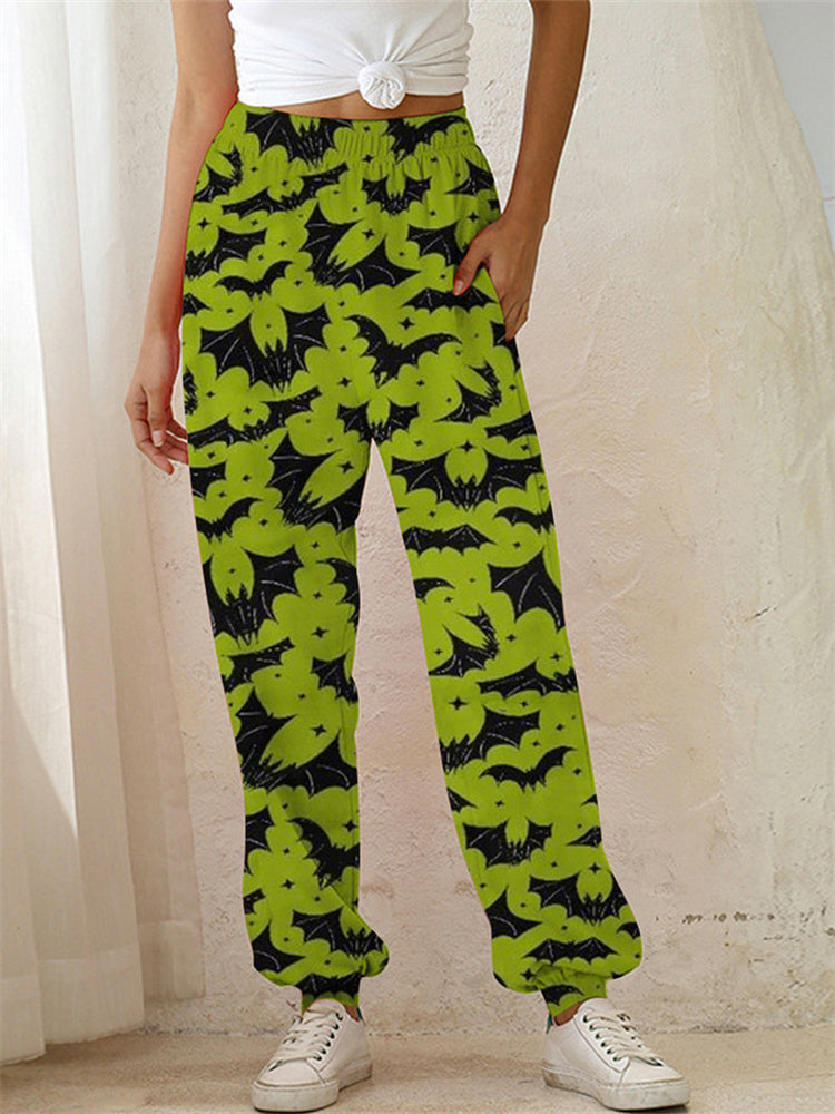 Halloween Bat Print Casual Sweatpants