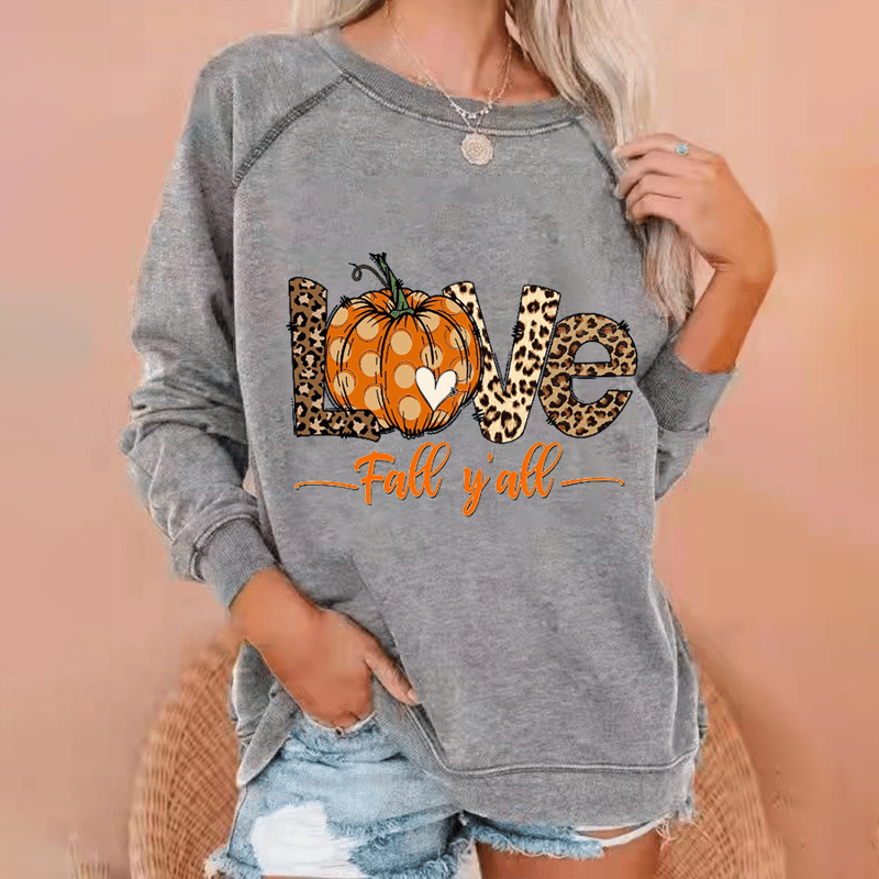 Casual Pumpkin Print Long Sleeve Sweatshirt