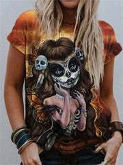 Woman At Day Of The Dead Art T Shirt