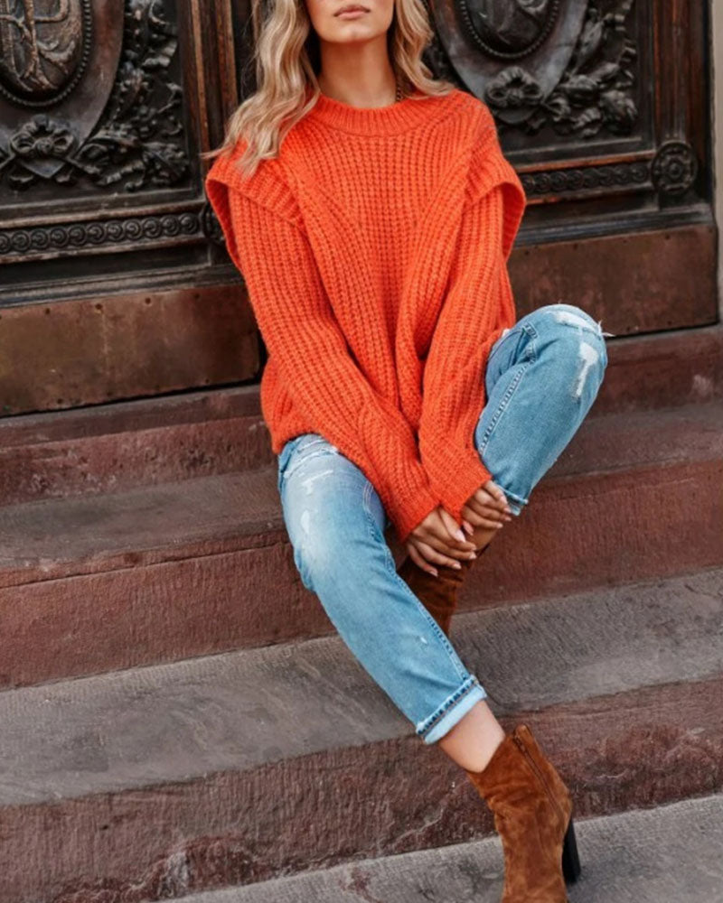 Elegant casual fly sleeve sweater