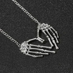 Gothic Punk Skeleton Hand Necklace