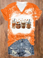 Halloween Pumpkin Spice Tie Dye Print T Shirt