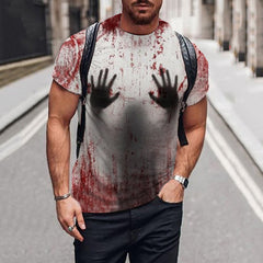 Men's Blood Stain Ghost Print Casual T-shirt