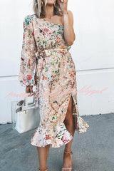 Spring Has Sprung Floral Print One Shoulder Dress