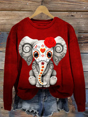 Day of the Dead Sugar Skull Baby Elephant Art Sweatshirt