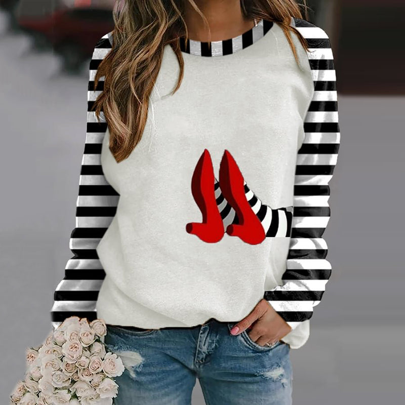 Classic Ruby Red Shoes Halloween Witch Legs Printed Casual Sweatshirt