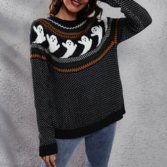 Vintage Halloween Ghost Polka Dot Sweater