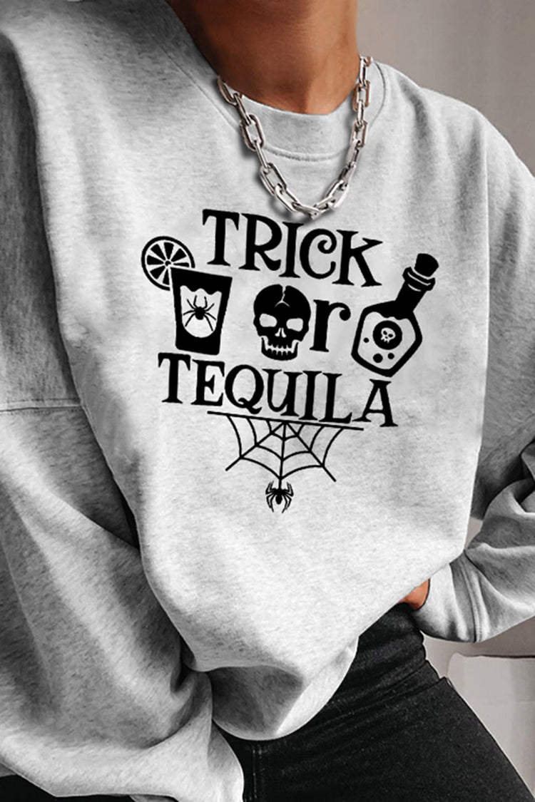Halloween Trick Skull Print Sweatshirt