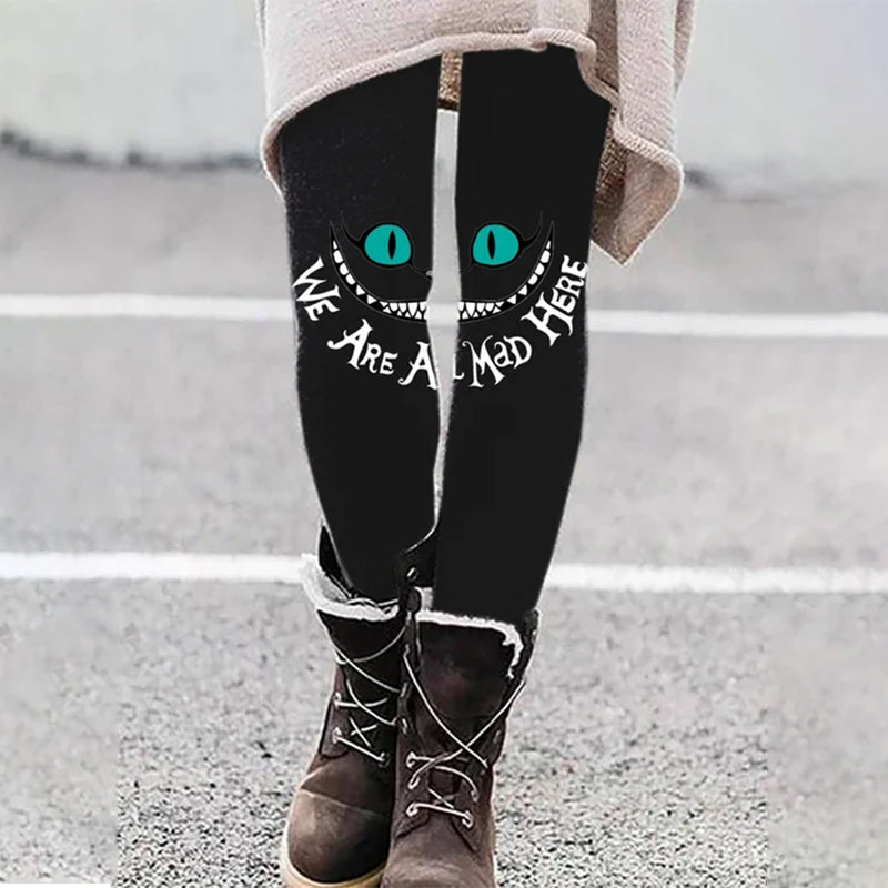 Halloween We Are All Mad Print Leggings