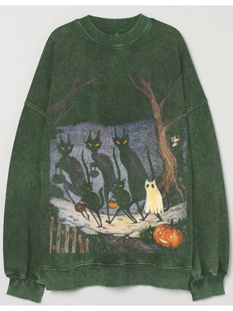 Black cat halloween Sweatshirt
