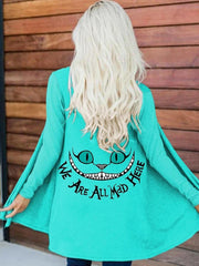 We Are All Mad Print Long-Sleeved Cardigan