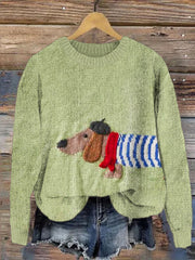 Dachshund Knit Cozy Crew Sweater