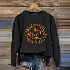 Halloween Funny Coffee Co Witches Brew Prnted Sweatshirt