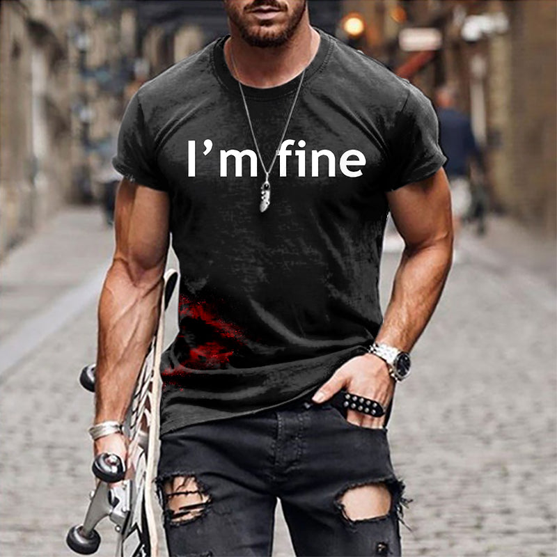 Men'S Letter Print Short Sleeve T-Shirt