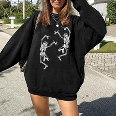 Halloween Skull Print Casual Long Sleeve Sweatshirt