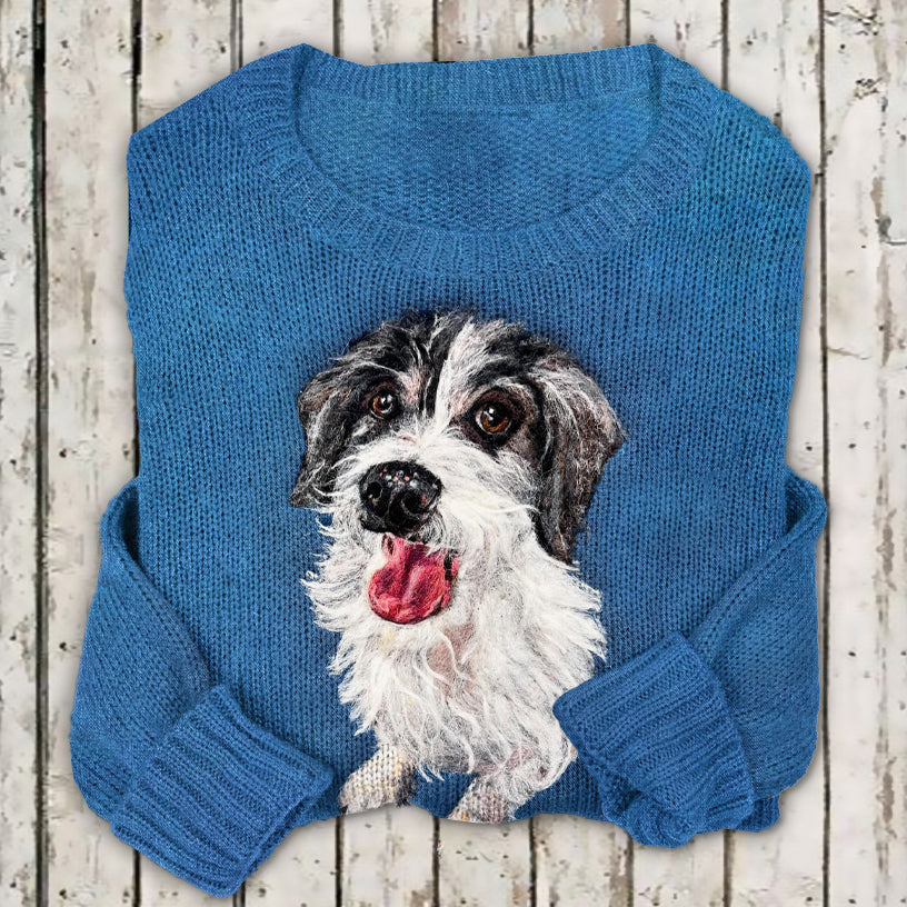 Women's Cute Plush Puppy Wool Felt Art Art Cozy Sweater