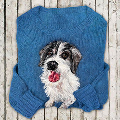 Women's Cute Plush Puppy Wool Felt Art Art Cozy Sweater