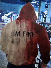 Bloody I AM FINE Printed Vintage Casual Hoodie Sweatshirt