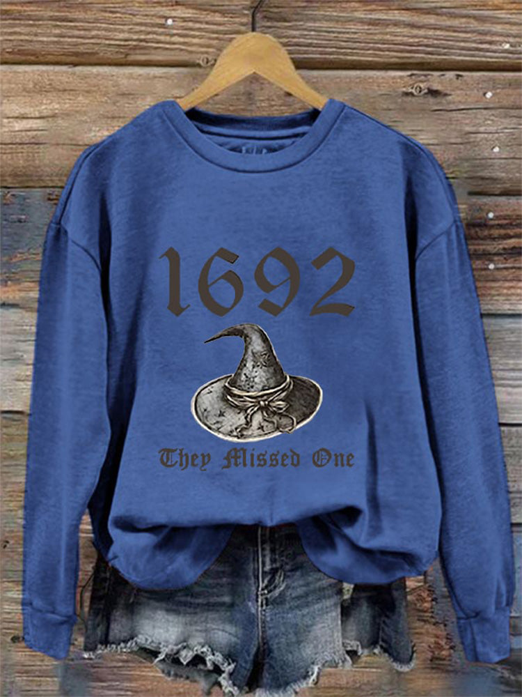 Women's Halloween 1692 They Missed One Print Crew Neck Sweatshirt