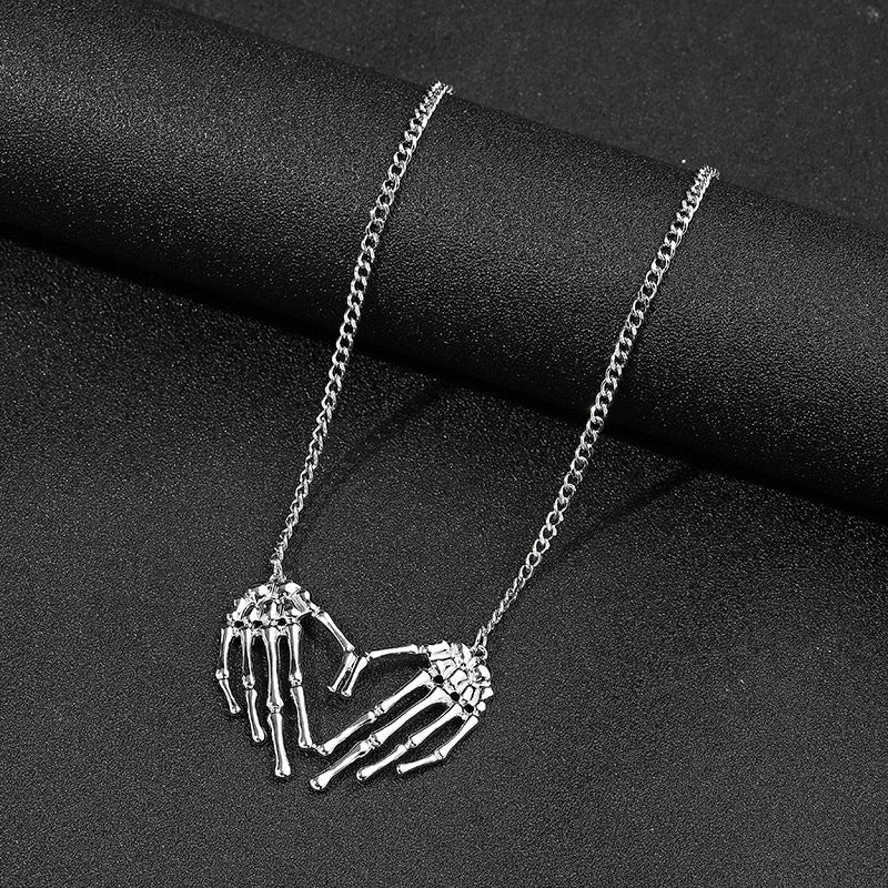 Gothic Punk Skeleton Hand Necklace