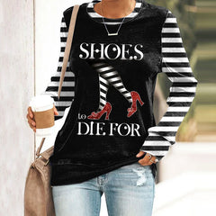Women's Classic Ruby Red Shoes Halloween Witch Legs Print Sweatshirt