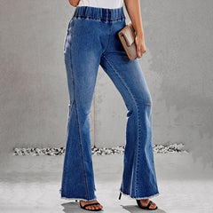 Women's Casual high elastic denim ladies flared pants