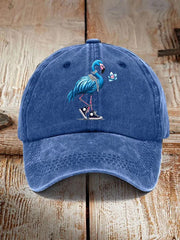 Pearl Necklace Canvas Shoes Flamingo Print Hat
