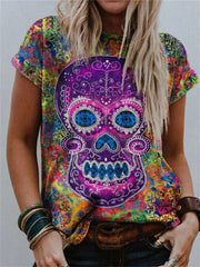 Day Of The Dead Sugar Skull Multicolor T Shirt