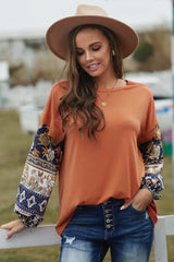 Women's Boho Balloon Sleeve Top