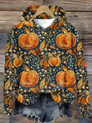 Women's Halloween Pumpkins Print Hoodie