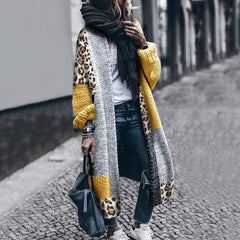 Casual Loose Long Long Sleeve Colorblock Cardigan Jacket