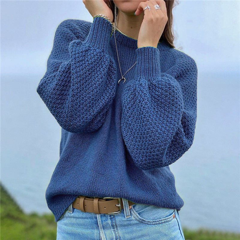 New pullover solid color versatile sweater