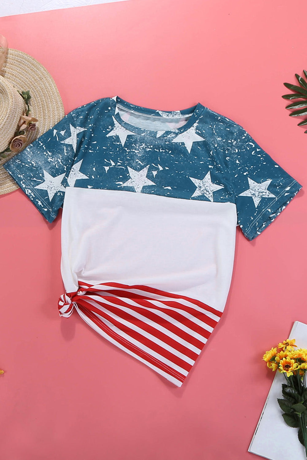 Women's Women The US Stars and Stripes Inspired Short Sleeve Tee