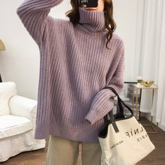 Turtleneck Lazy Pit Strip Retro Sweater