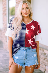Women's Stripes Stars Print Knit Top