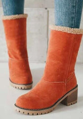 Thick Heel Lamb Wool Large Cotton Snow Boots