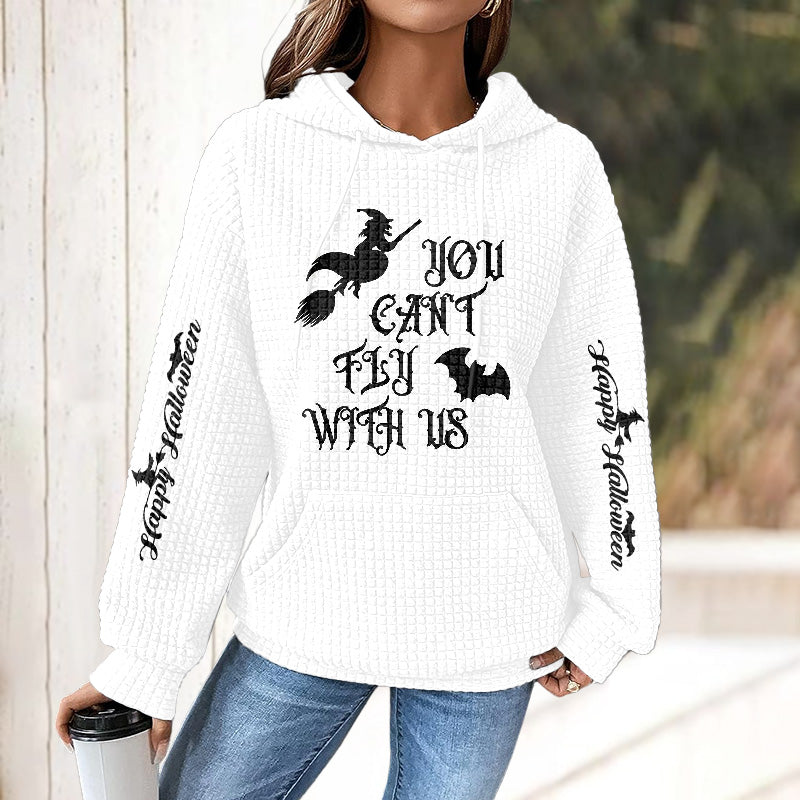 Halloween Letter Printed Waffle Hoodie