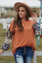 Women's Boho Balloon Sleeve Top