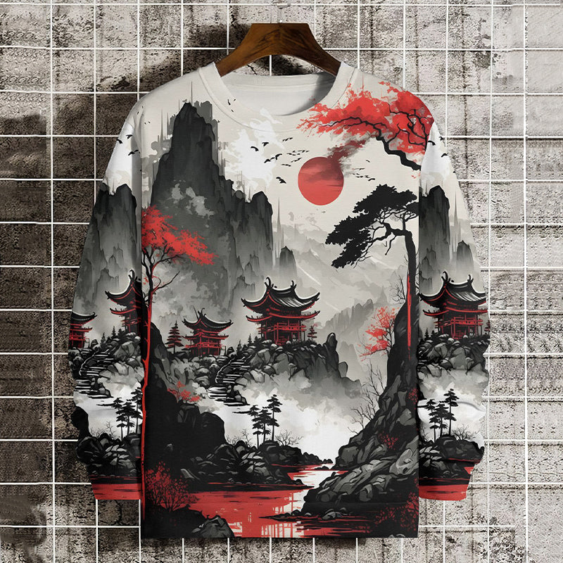 Japanese Art Print Casual Sweatshirt