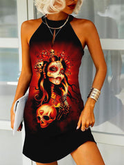 Day of the Dead Woman Art Slim Fit Mini Dress