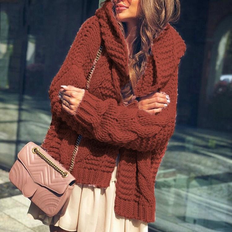 Pure Color Casual Fashion Loose Hooded Cardigan Sweater