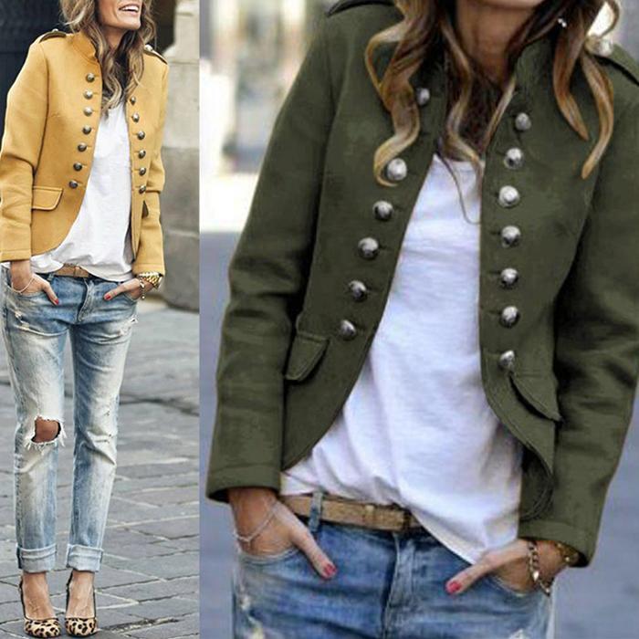 Casual Solid Color Button Jacket