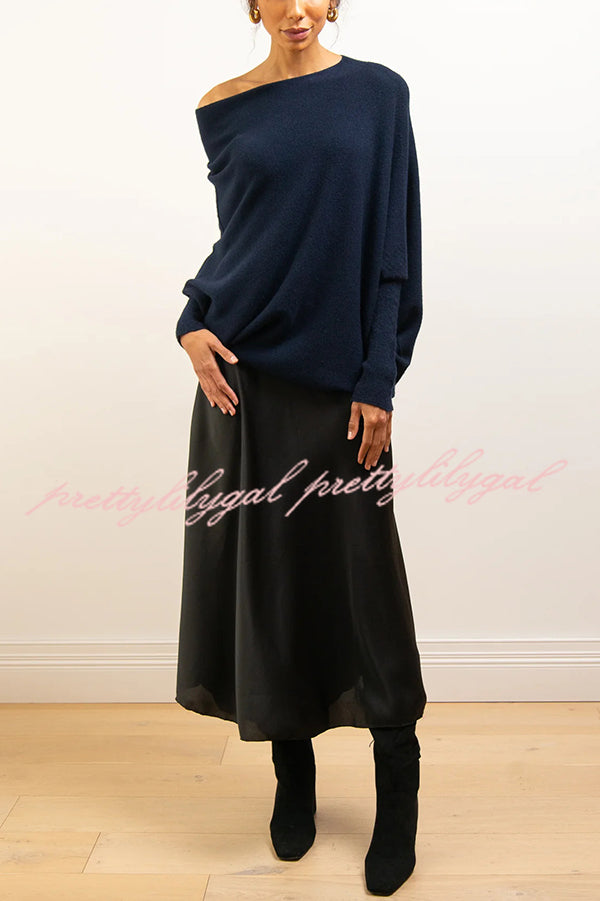 Solid Color Round Neck Long Sleeve Loose Knitted Sweater