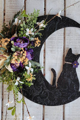 Halloween Black Cat Moon Wreath Decoration