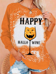 Women's Happy Hallo Wine Print Sweatshirt